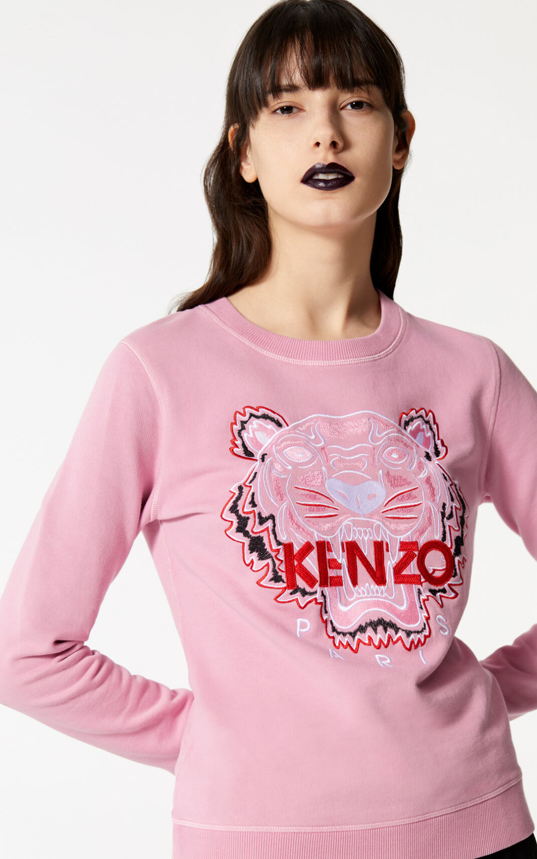 Kenzo Bleached Tiger Sweatshirt Bayan Pembe | 5674-WYBPI